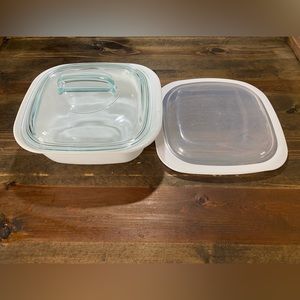 Corningware with glass lid and storage lid